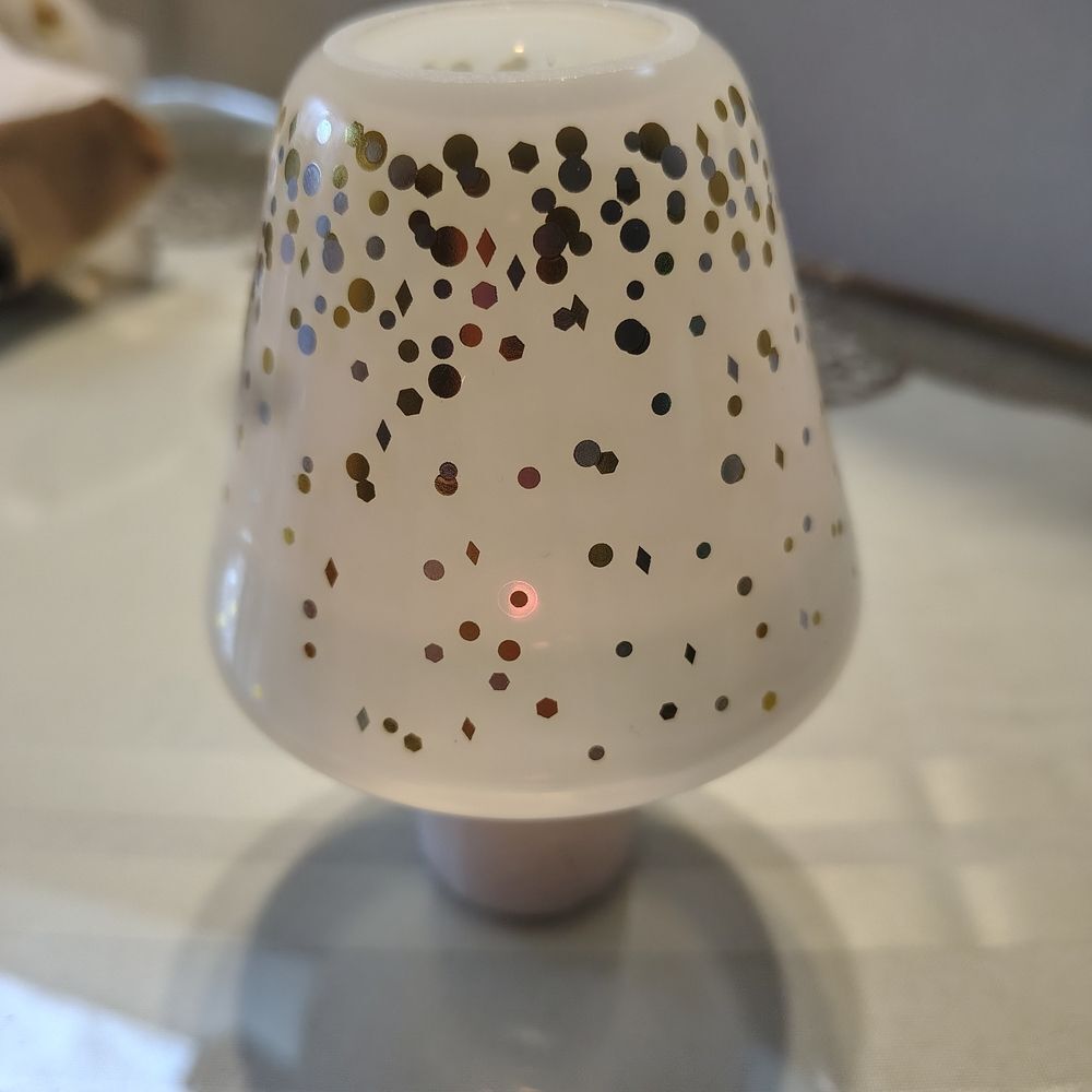 White and Gold Speckled Candle Shade Fits Small Jar Candle
